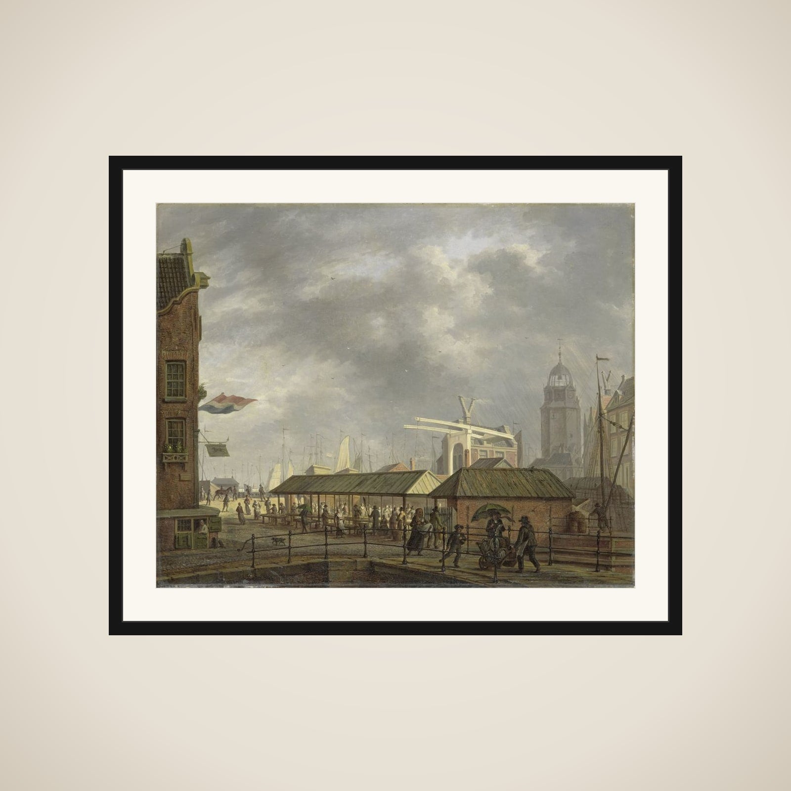 The small Fish Market on the Corner of the Brouwersgracht and Singel, Amsterdam framed
