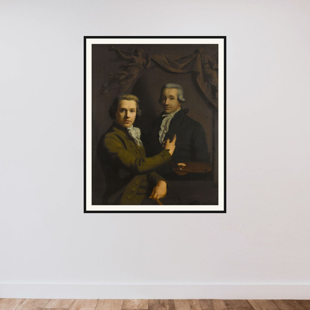 Self Portrait, Pointing at a Portrait of the Artist's deceased Colleague Dirk Jacobsz Ploegsma (1769-91) framed — shown to scale
