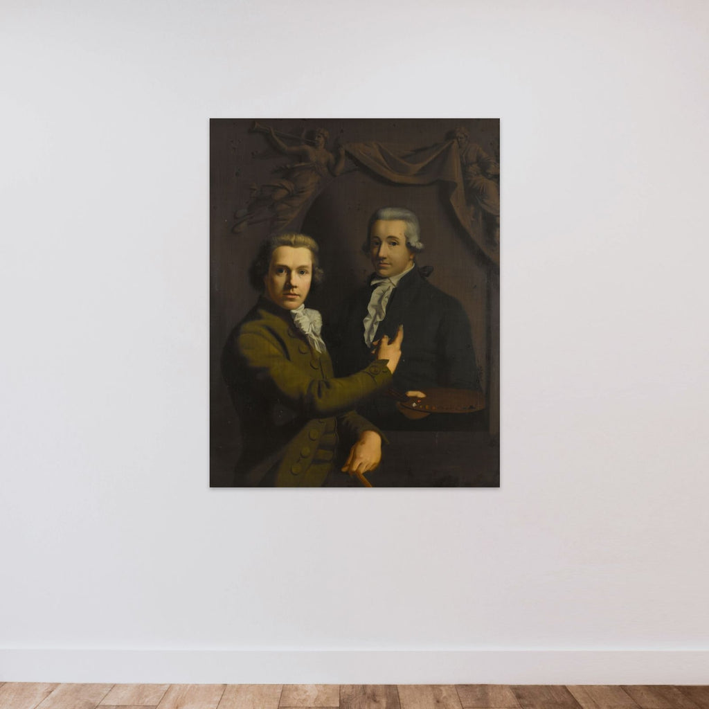 Self Portrait, Pointing at a Portrait of the Artist's deceased Colleague Dirk Jacobsz Ploegsma (1769-91) unframed — shown to scale