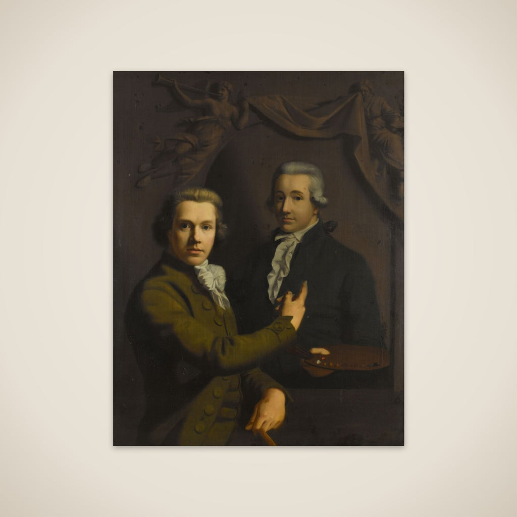 Self Portrait, Pointing at a Portrait of the Artist's deceased Colleague Dirk Jacobsz Ploegsma (1769-91) unframed print
