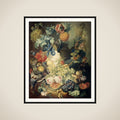 Still Life with Flowers, Fruit and Birds framed