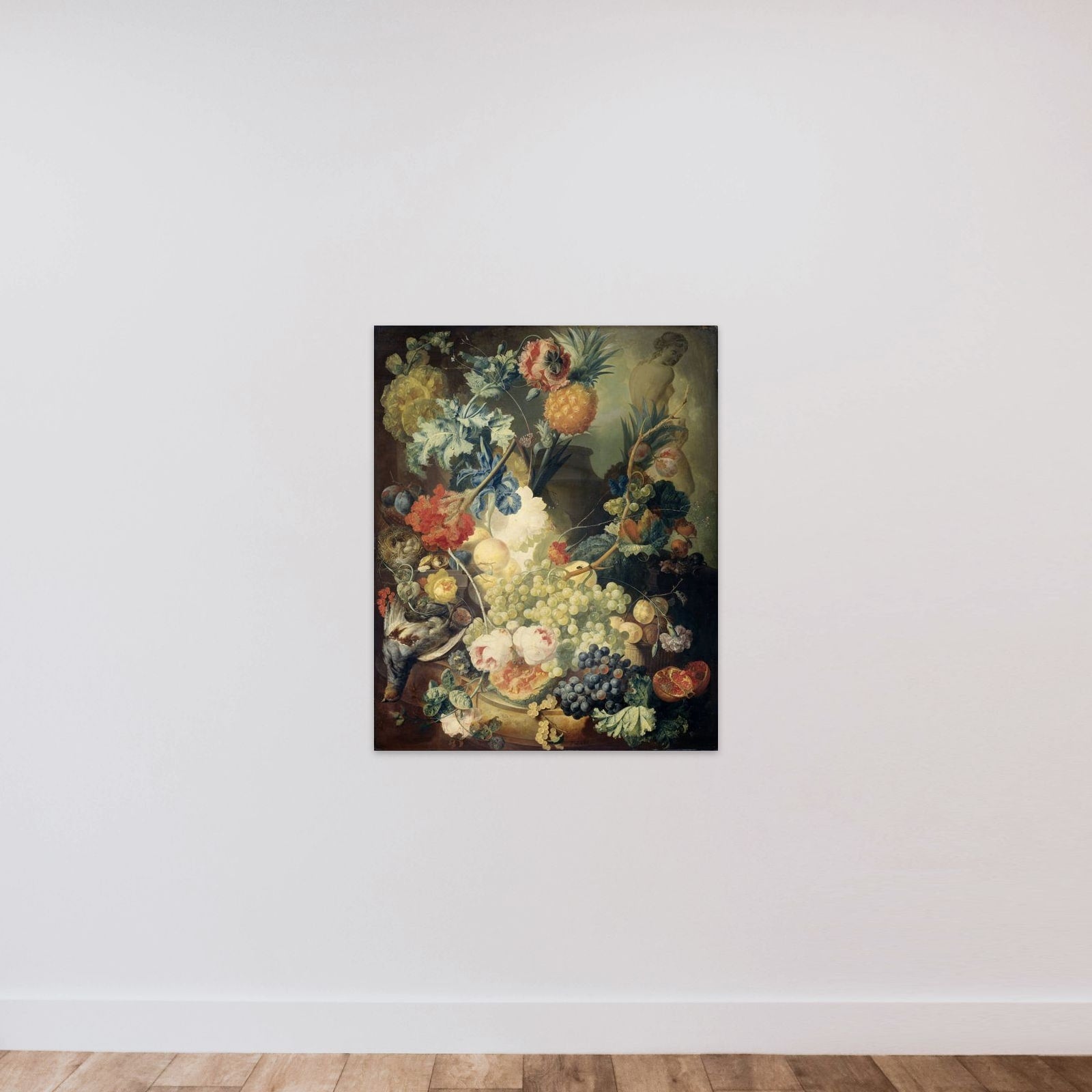 Still Life with Flowers, Fruit and Birds unframed — shown to scale