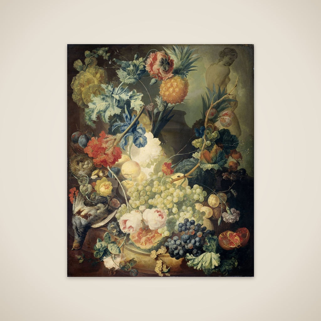Still Life with Flowers, Fruit and Birds unframed print