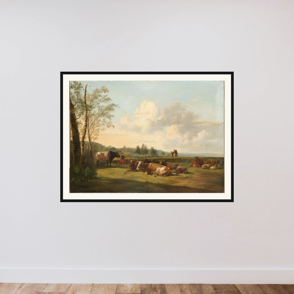 Landscape with Cattle framed — shown to scale