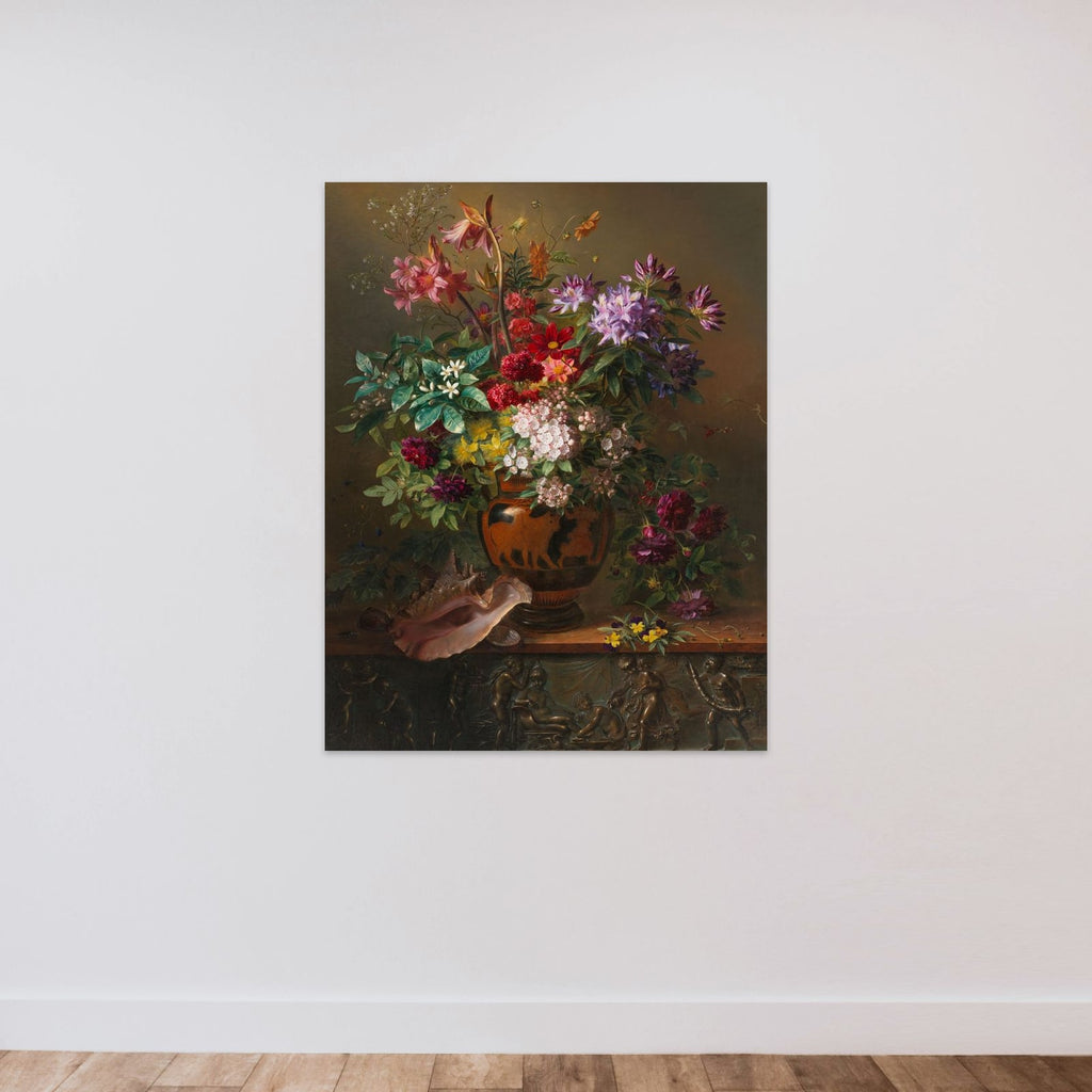 Still Life with Flowers in a Greek Vase: Allegory of Spring unframed — shown to scale
