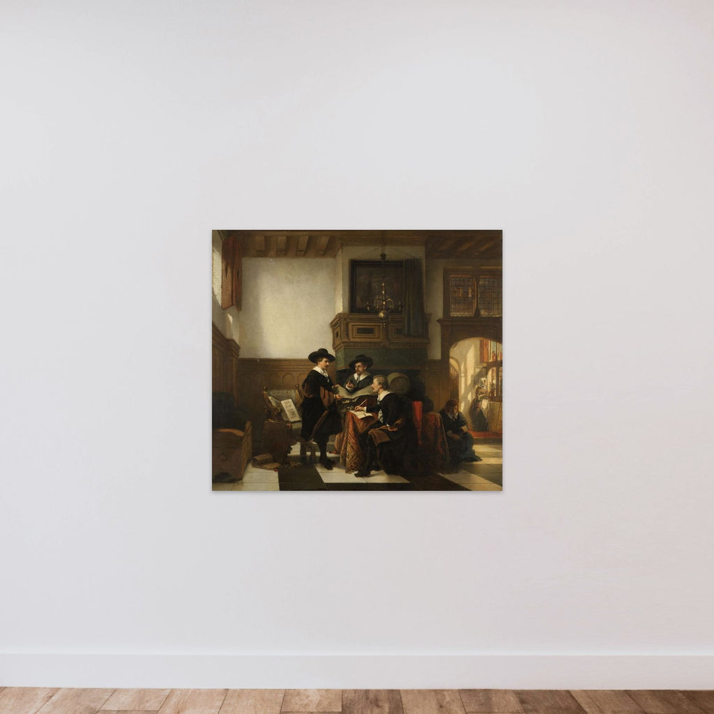 De staalmeesters van de Leidse Saaihal unframed — shown to scale