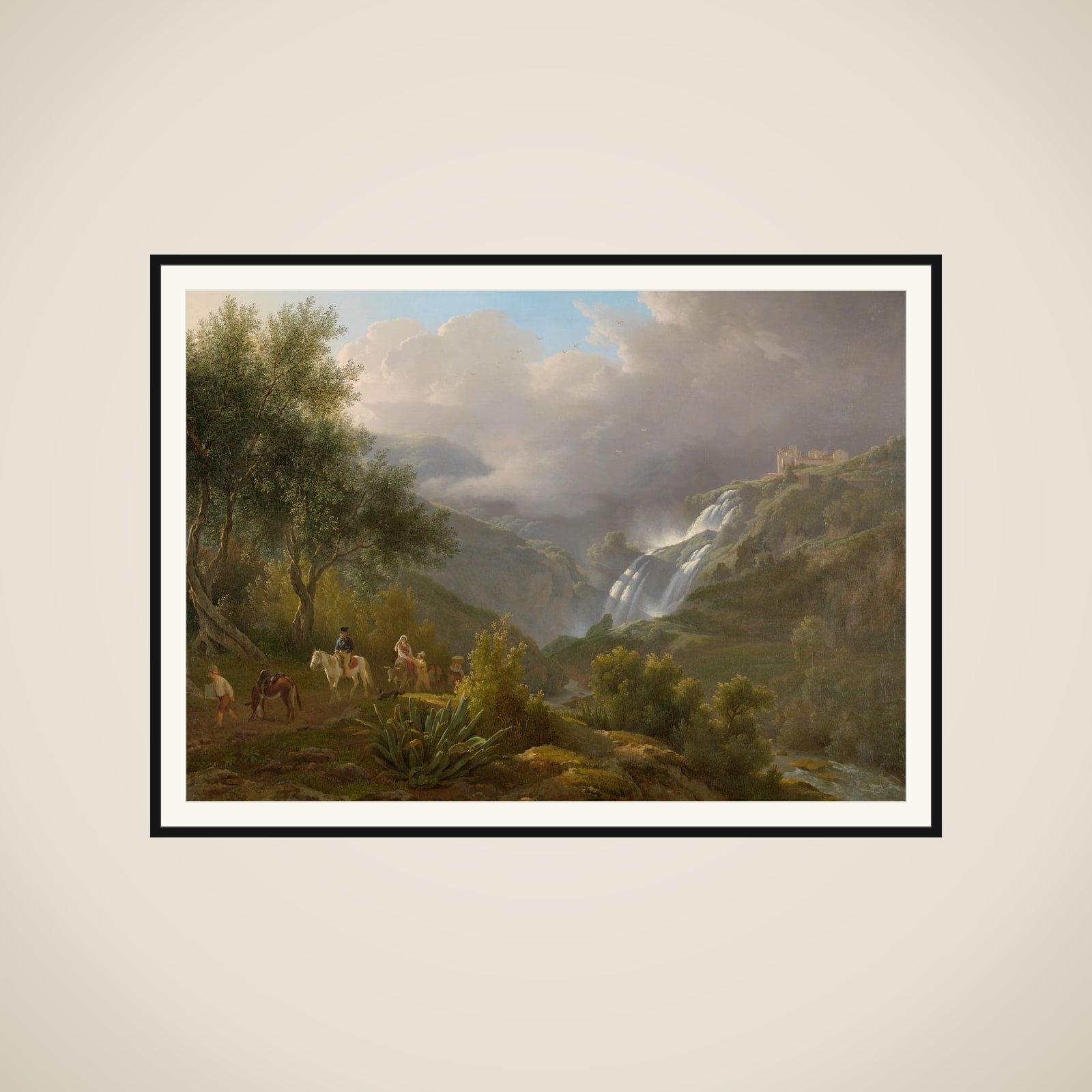 The Cascades at Tivoli, with a Storm Approaching framed