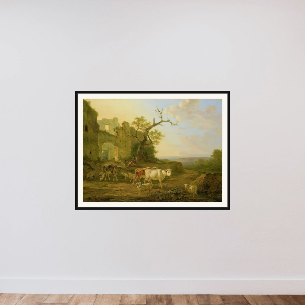 Schapen op de heide framed — shown to scale