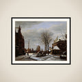 Slijpsteenmarkt (Whetstone Market) in Amsterdam with the Building 'Het Zeerecht' in Winter (The Slypsteenen at Amsterdam) framed