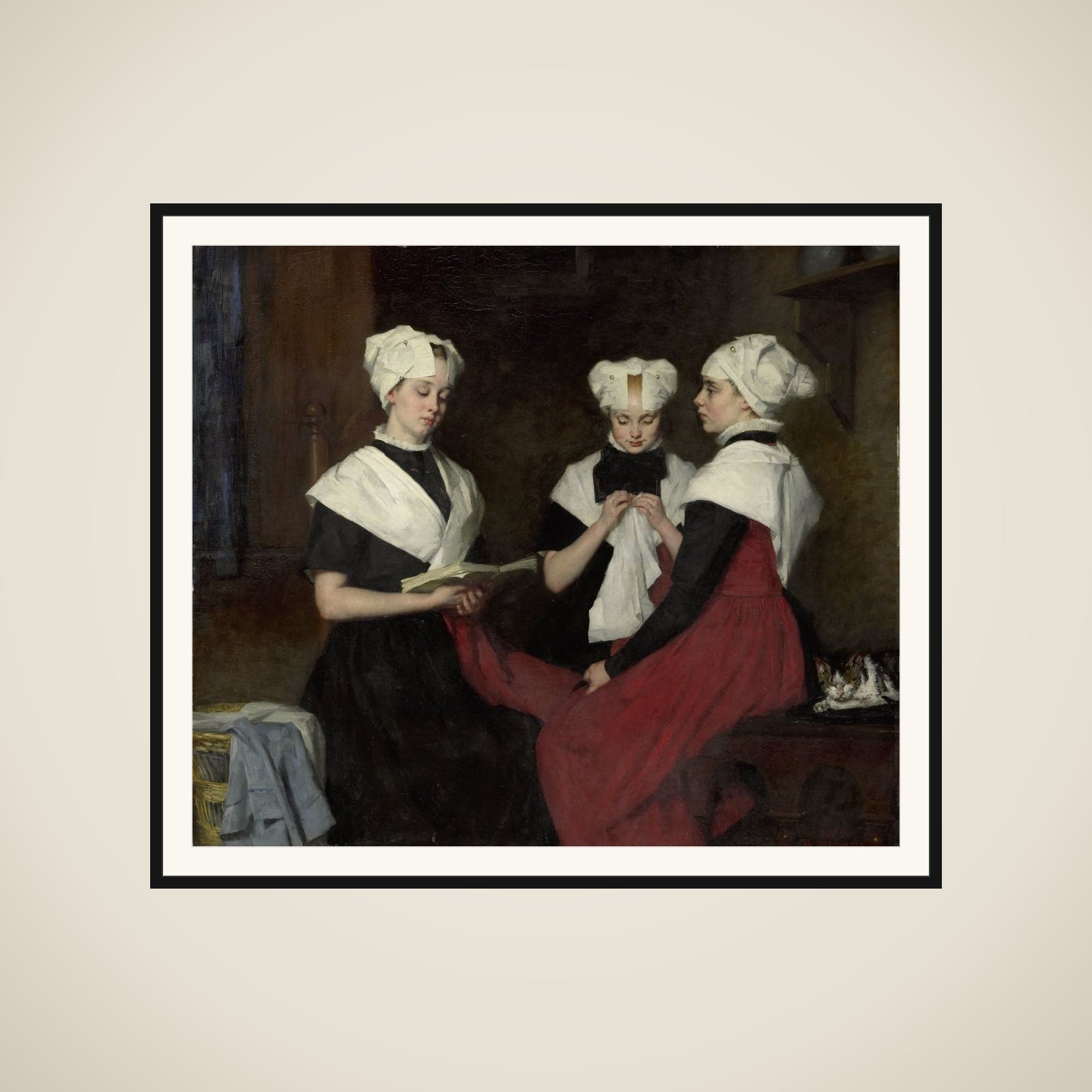 Drie meisjes uit het Amsterdamse Burgerweeshuis framed