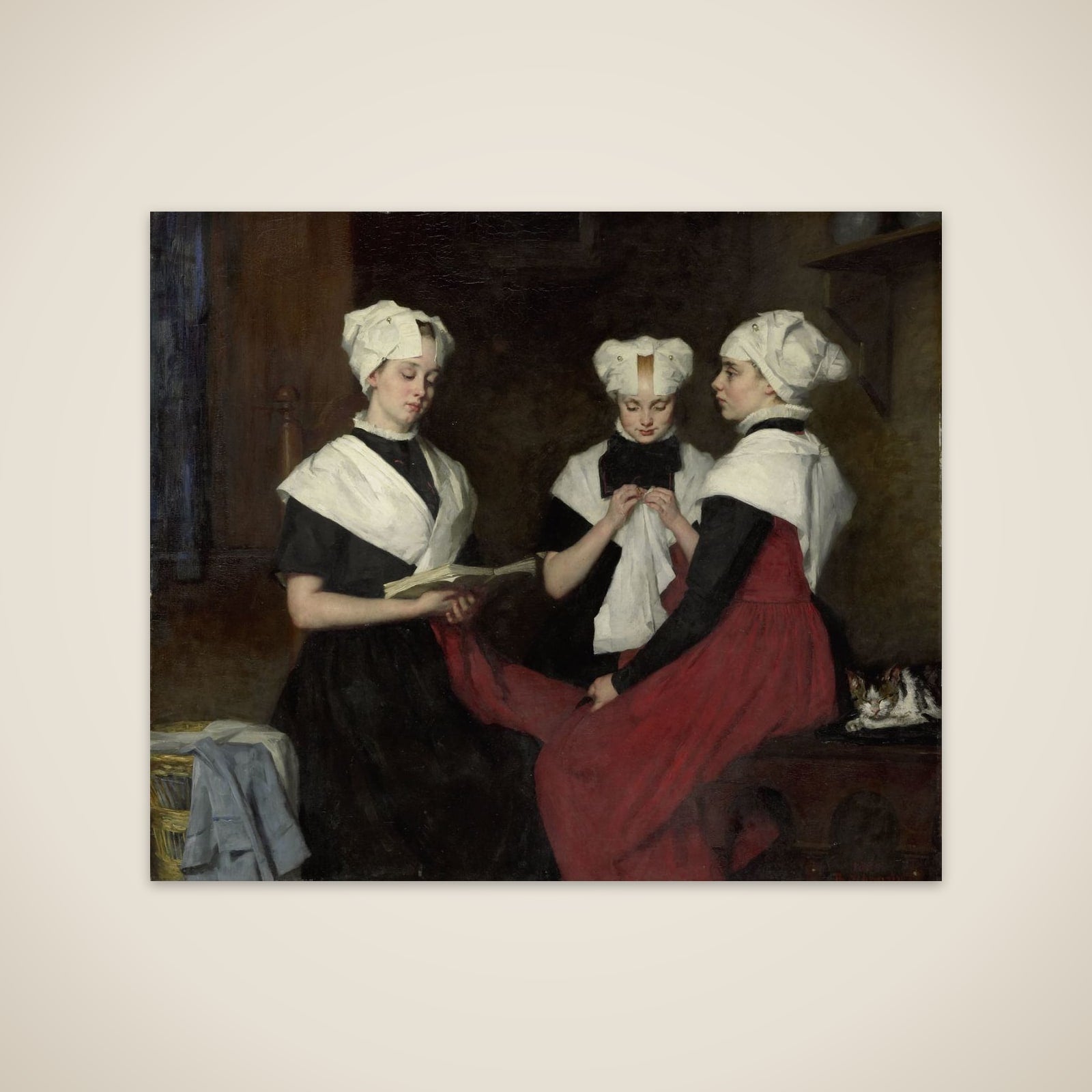 Drie meisjes uit het Amsterdamse Burgerweeshuis unframed print