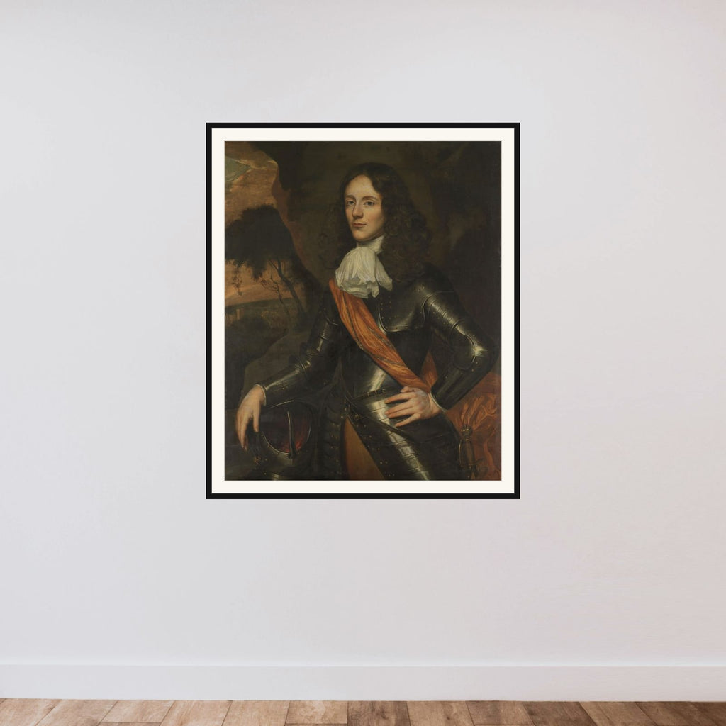 Portrait of James, 4th Lord Cranstoun (in or after 1643-85/88) framed — shown to scale