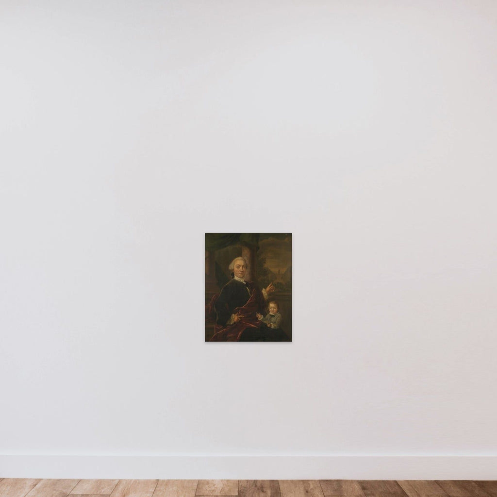 Family Portrait of Jan van de Poll, Banker and Burgomaster of Amsterdam with his young Son Harman unframed — shown to scale