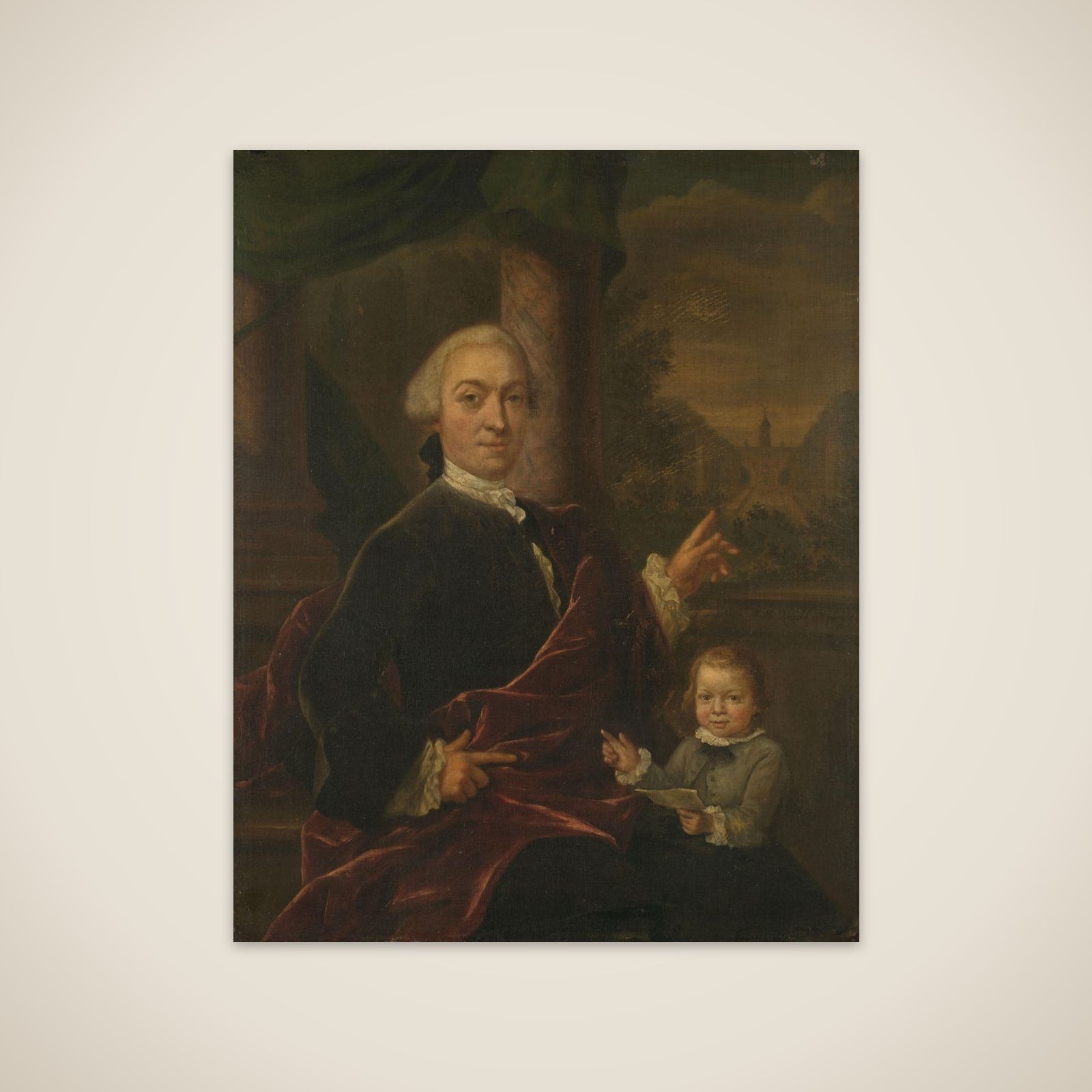 Family Portrait of Jan van de Poll, Banker and Burgomaster of Amsterdam with his young Son Harman unframed print