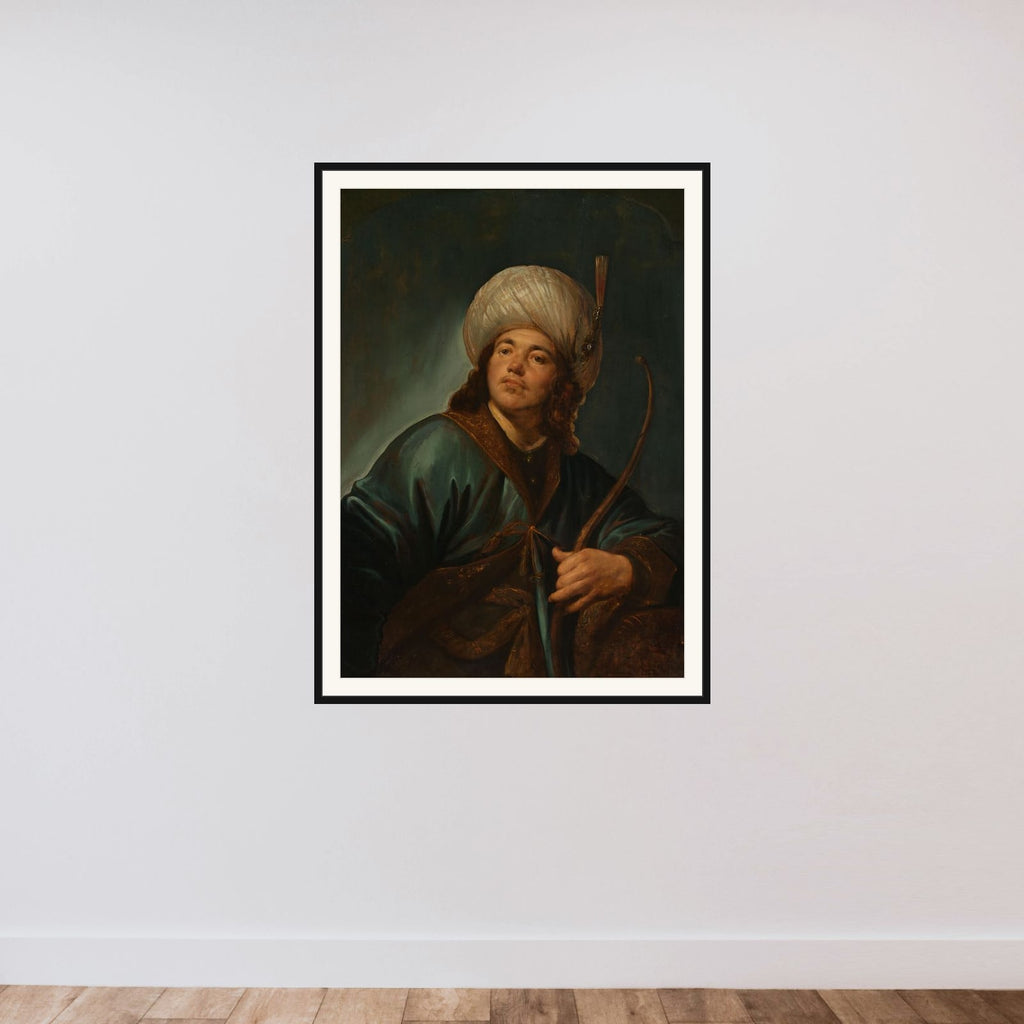 An Oriental framed — shown to scale