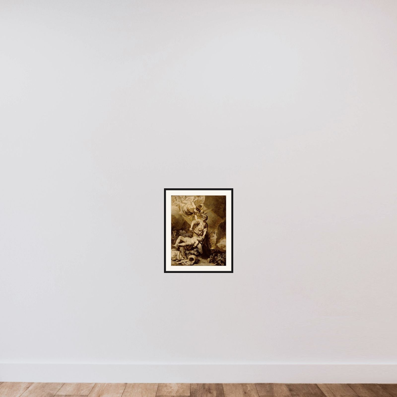 The Sacrifice of Abraham framed — shown to scale