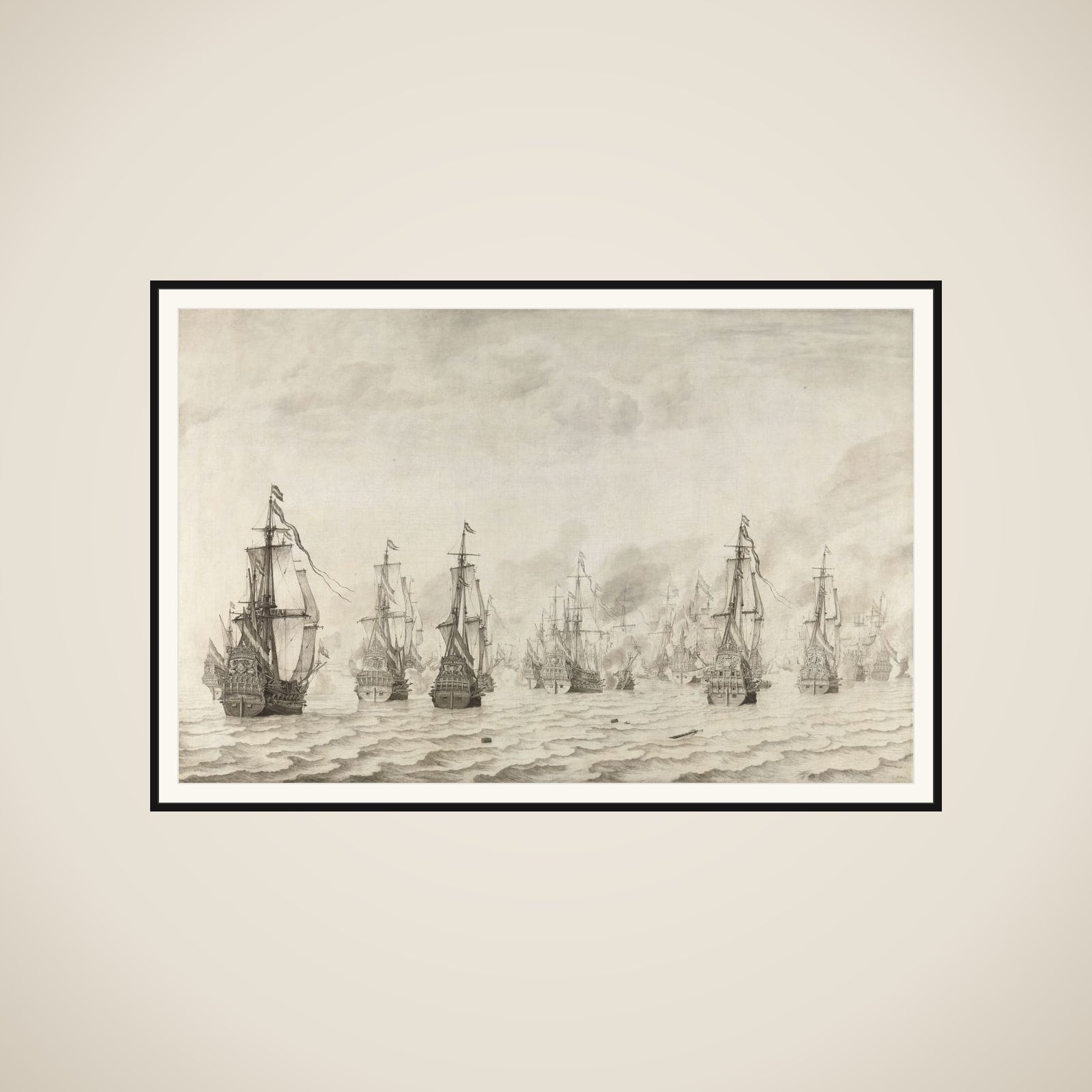 The Naval Battle against the Spanish near Dunkirk, 18 February 1639 framed