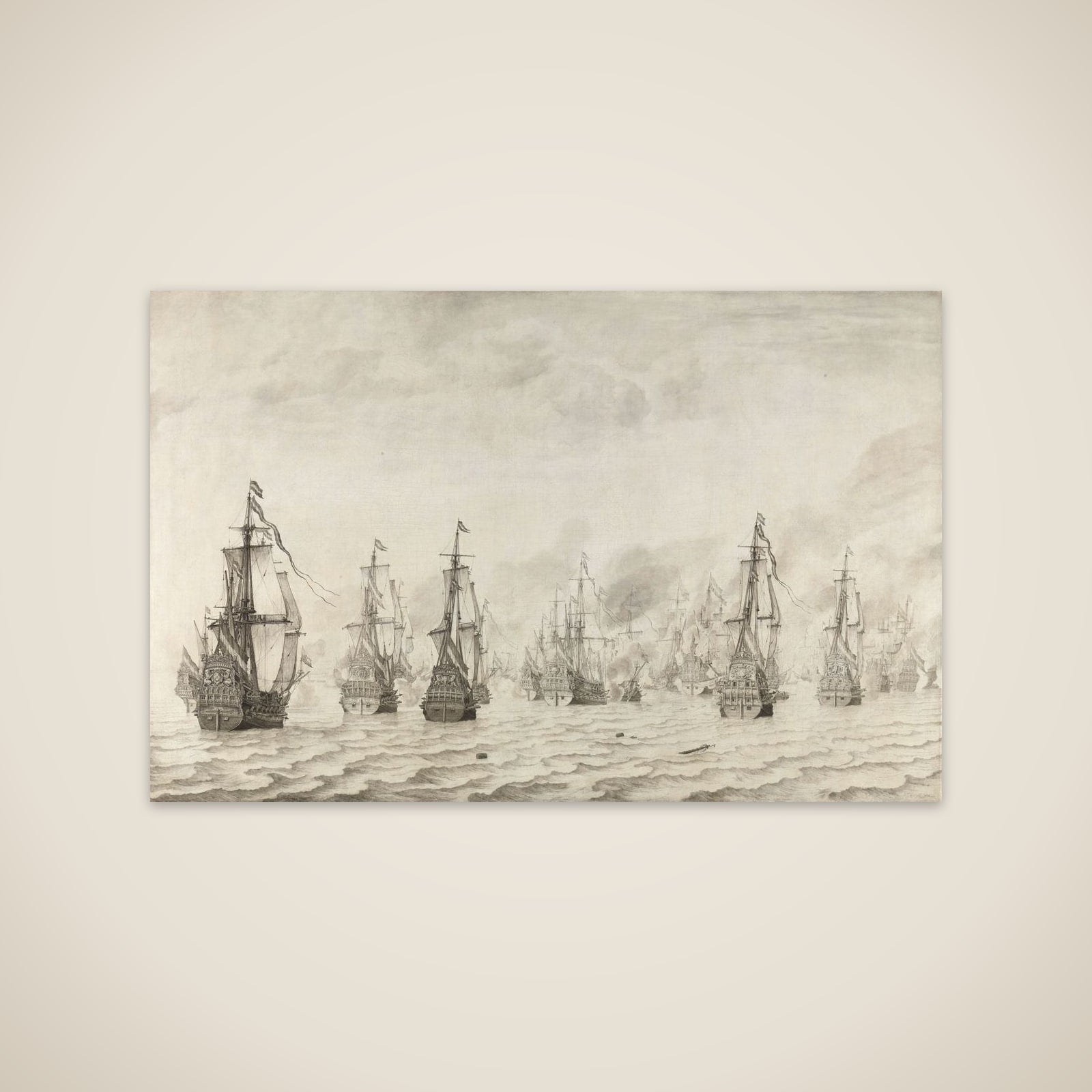 The Naval Battle against the Spanish near Dunkirk, 18 February 1639 unframed print