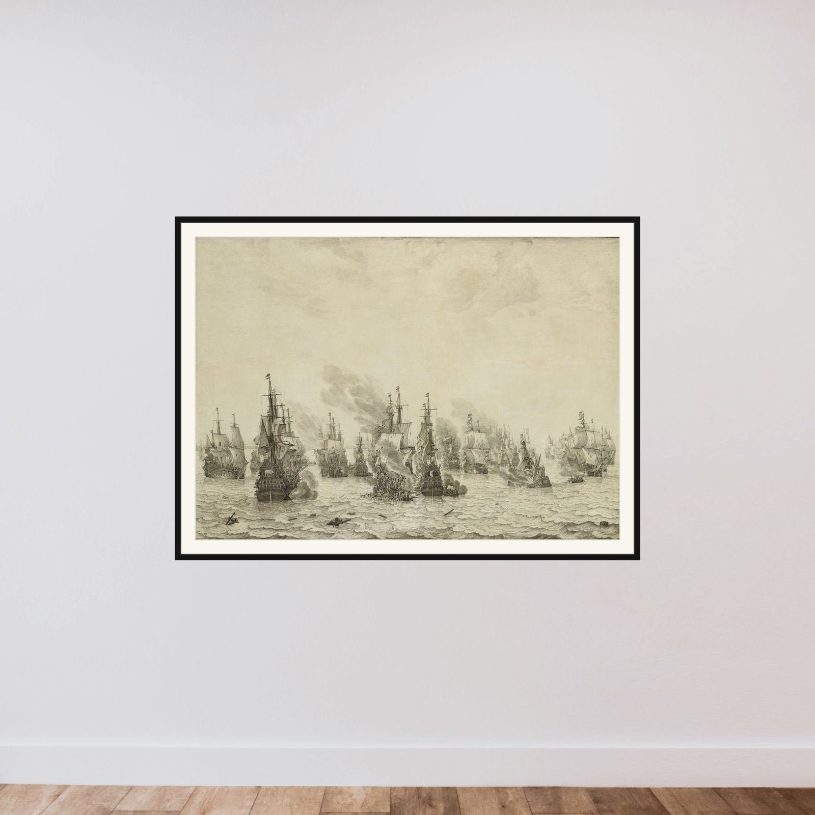 The Battle of Livorno (Leghorn) framed — shown to scale