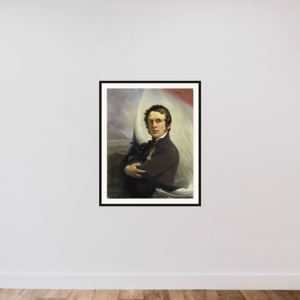 Portrait of Jacob Hobein, Rescued the Dutch Flag under Enemy Fire, 18 March 1831 framed — shown to scale