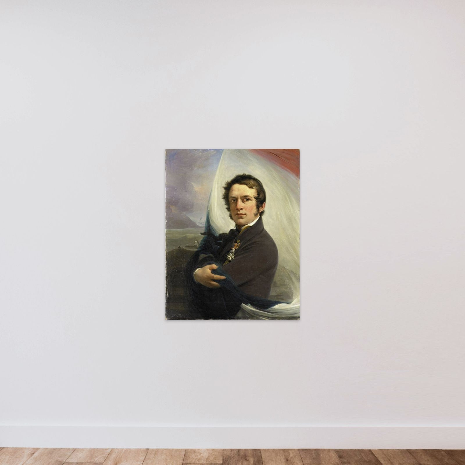Portrait of Jacob Hobein, Rescued the Dutch Flag under Enemy Fire, 18 March 1831 unframed — shown to scale