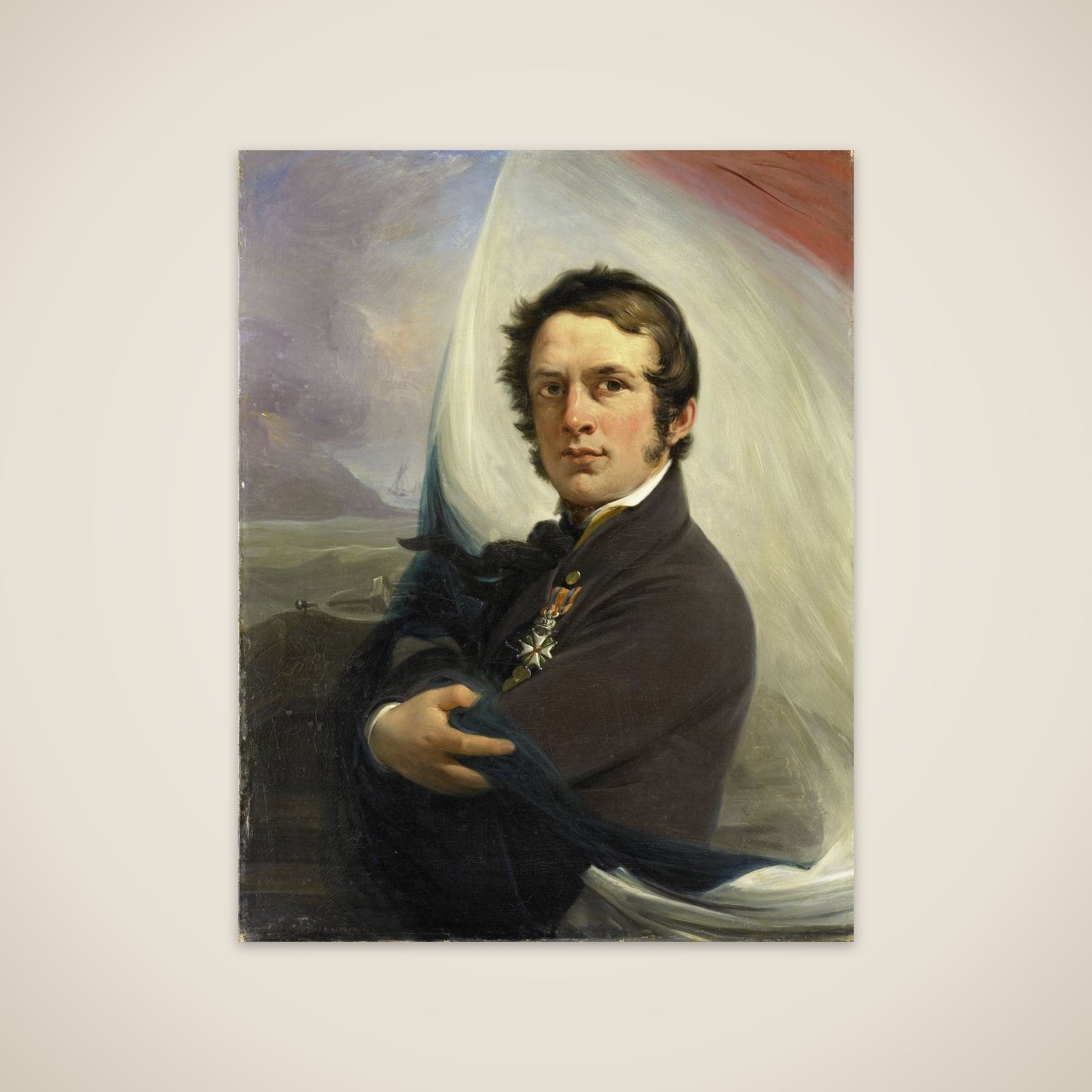 Portrait of Jacob Hobein, Rescued the Dutch Flag under Enemy Fire, 18 March 1831 unframed print