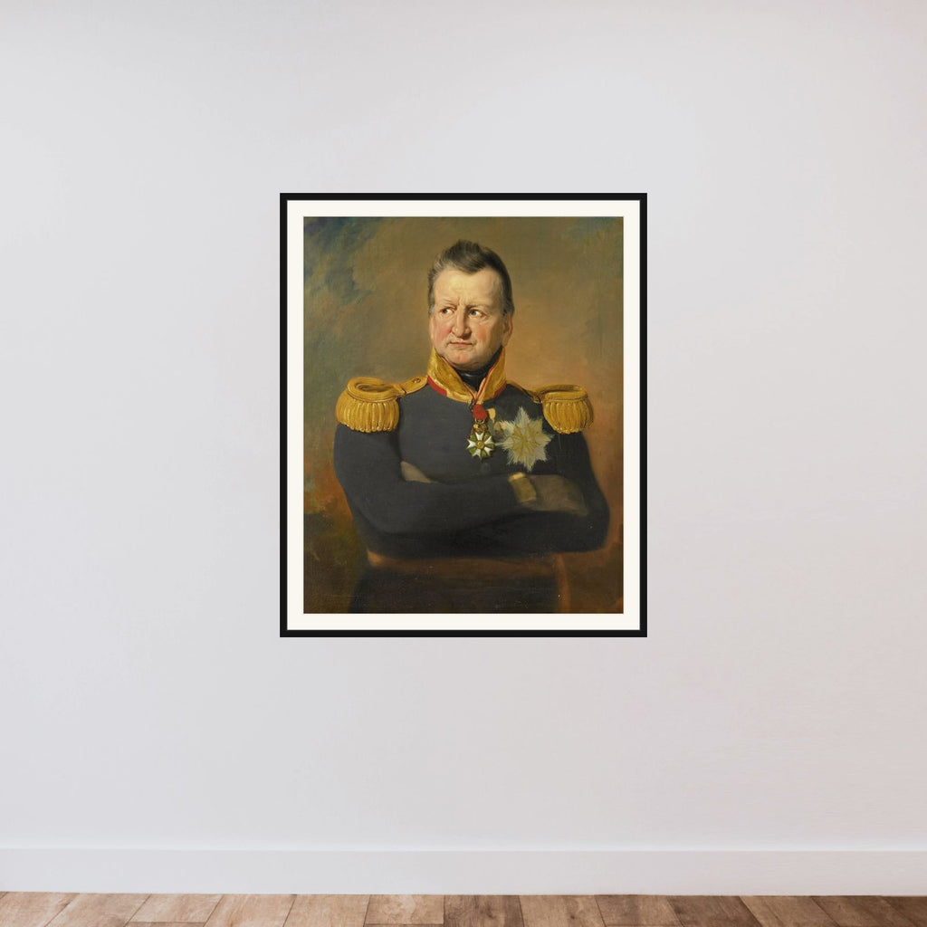 Portrait of Baron David Hendrik Chassé, Lieutenant-General framed — shown to scale