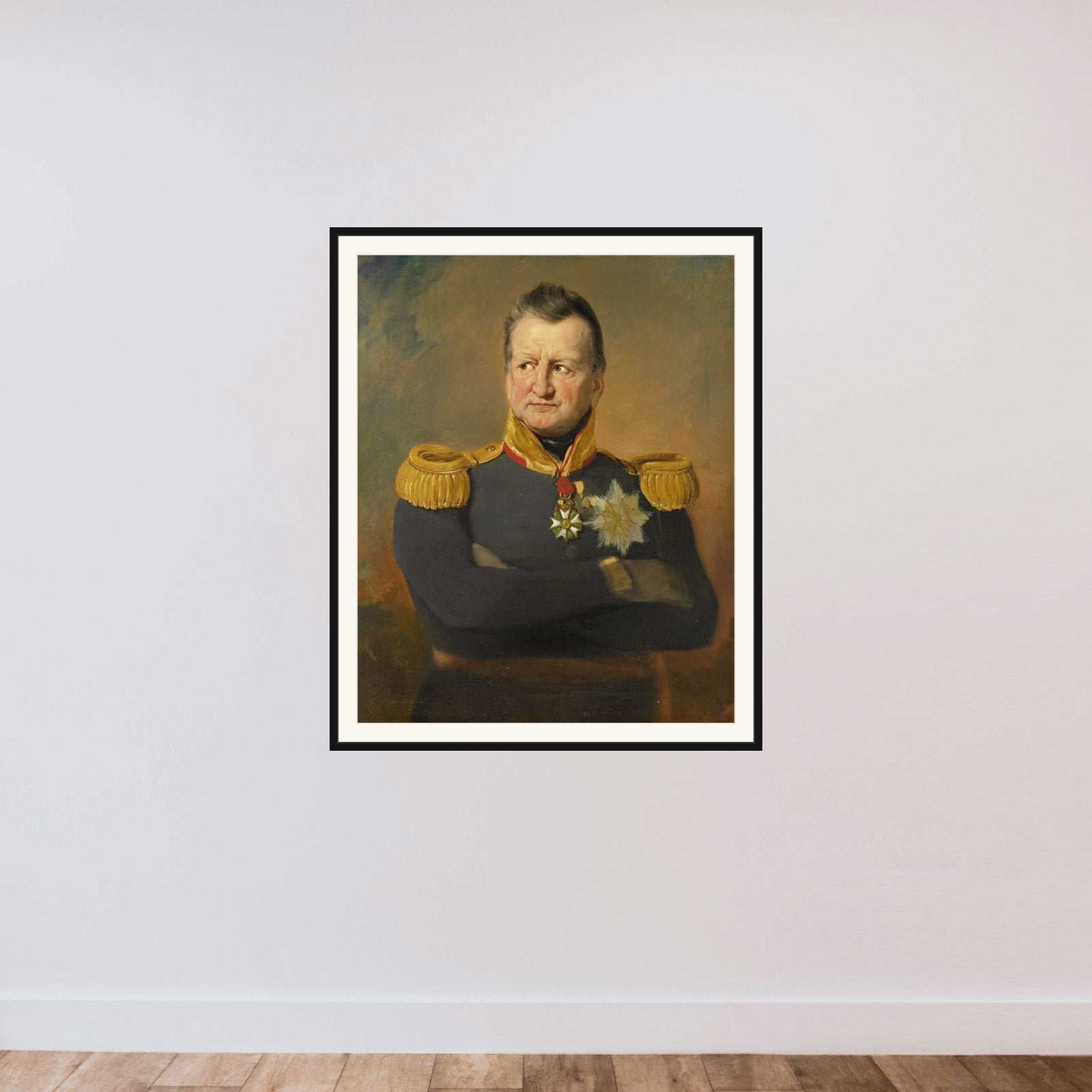 Portrait of Baron David Hendrik Chassé, Lieutenant-General framed — shown to scale