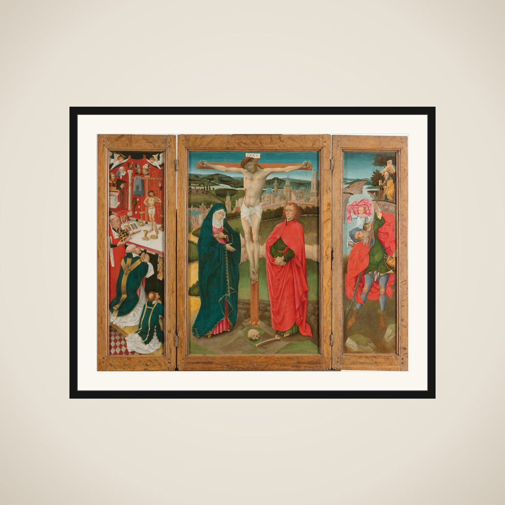 Triptych with the Crucifixion framed