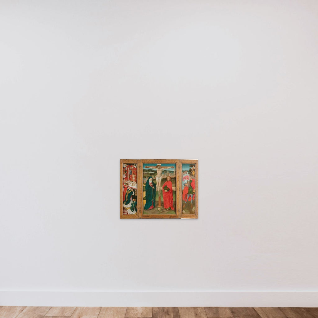 Triptych with the Crucifixion unframed — shown to scale