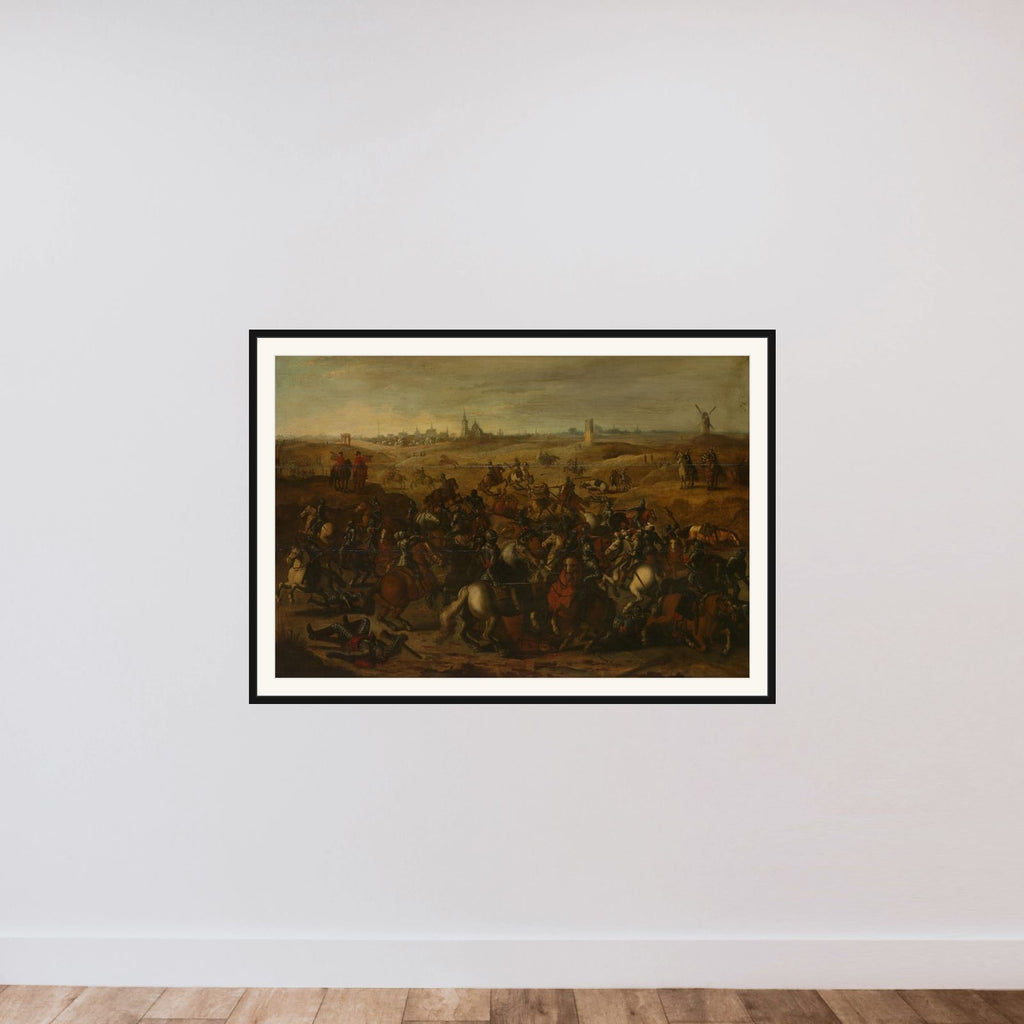 The Skirmish Between Cuirassiers, 5 February 1600, on the Vughterheide framed — shown to scale