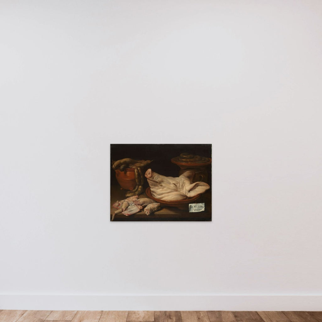 Still Life with Pig's Head, Pig's Knuckles and Sausage unframed — shown to scale