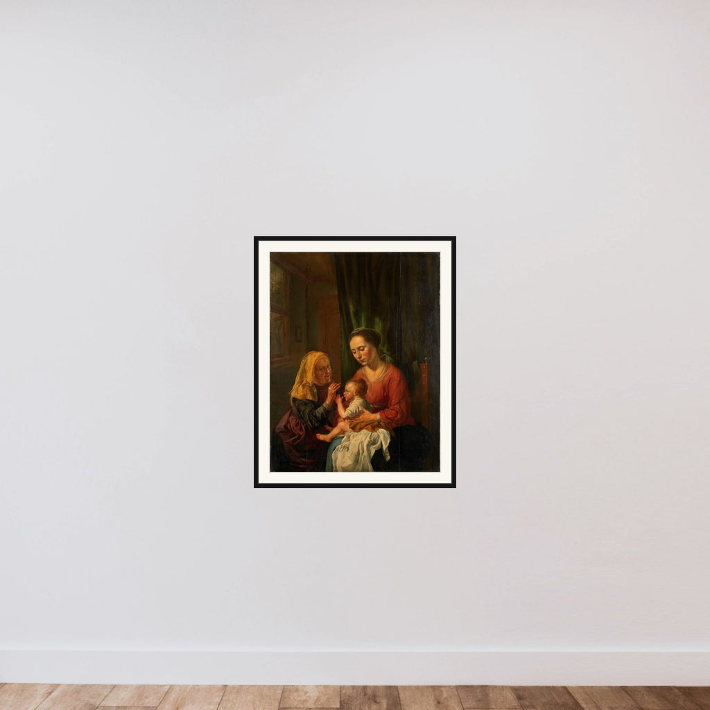 Madonna and Child with St Anne framed — shown to scale