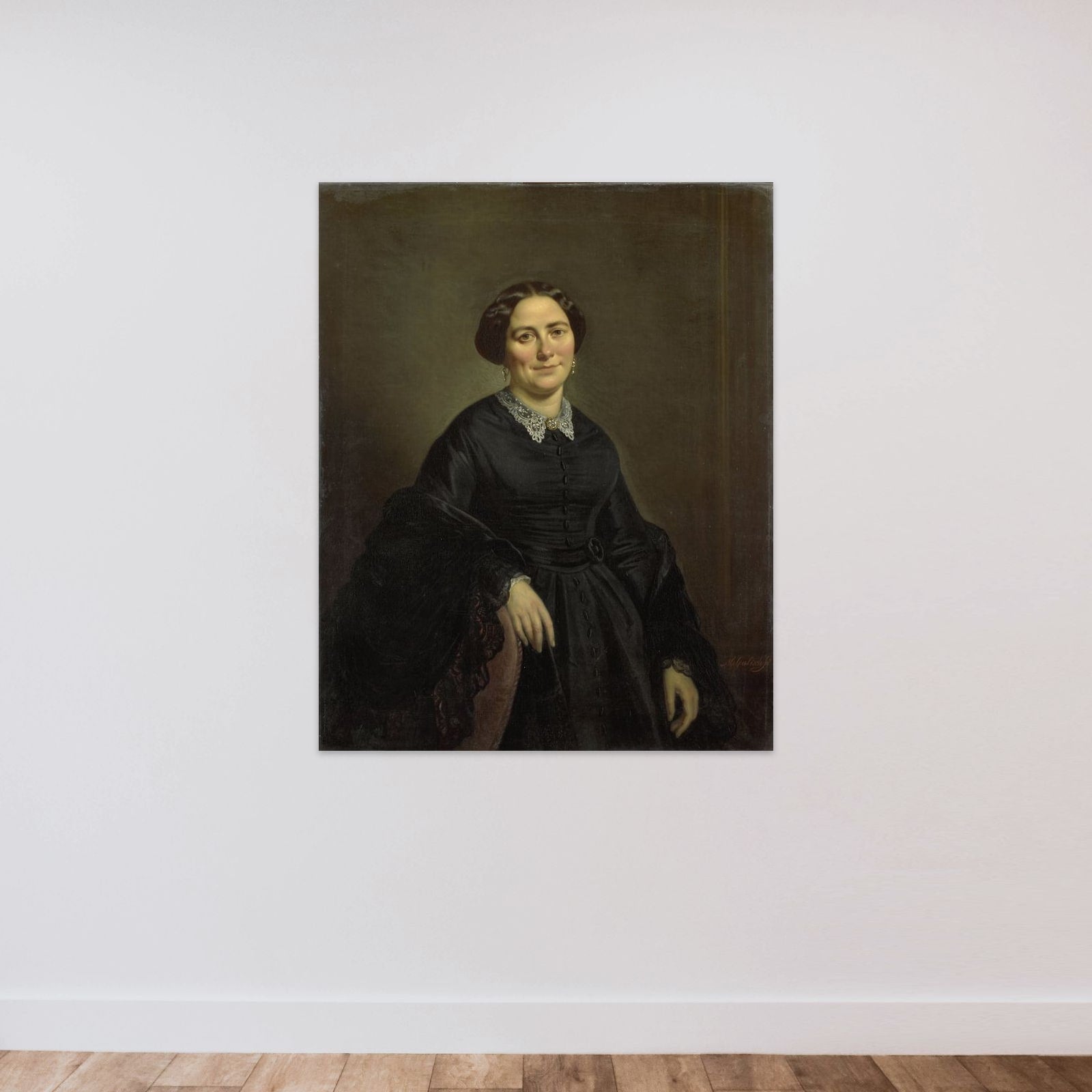 Johanna Christina Beelenkamp (1820-90). Wife of Cornelis Outshoorn unframed — shown to scale