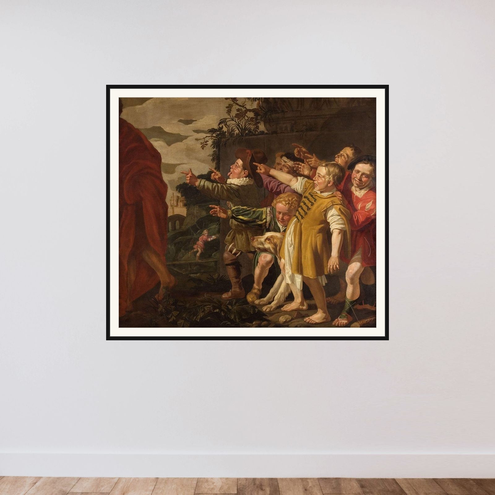 Elisha Mocked by the Little Children framed — shown to scale