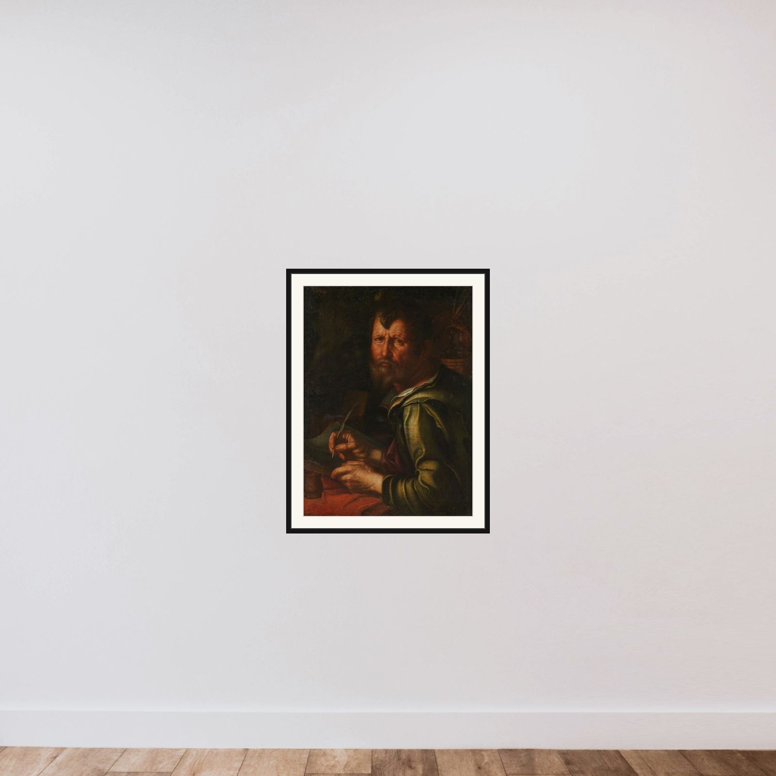 The Evangelist Saint Luke framed — shown to scale