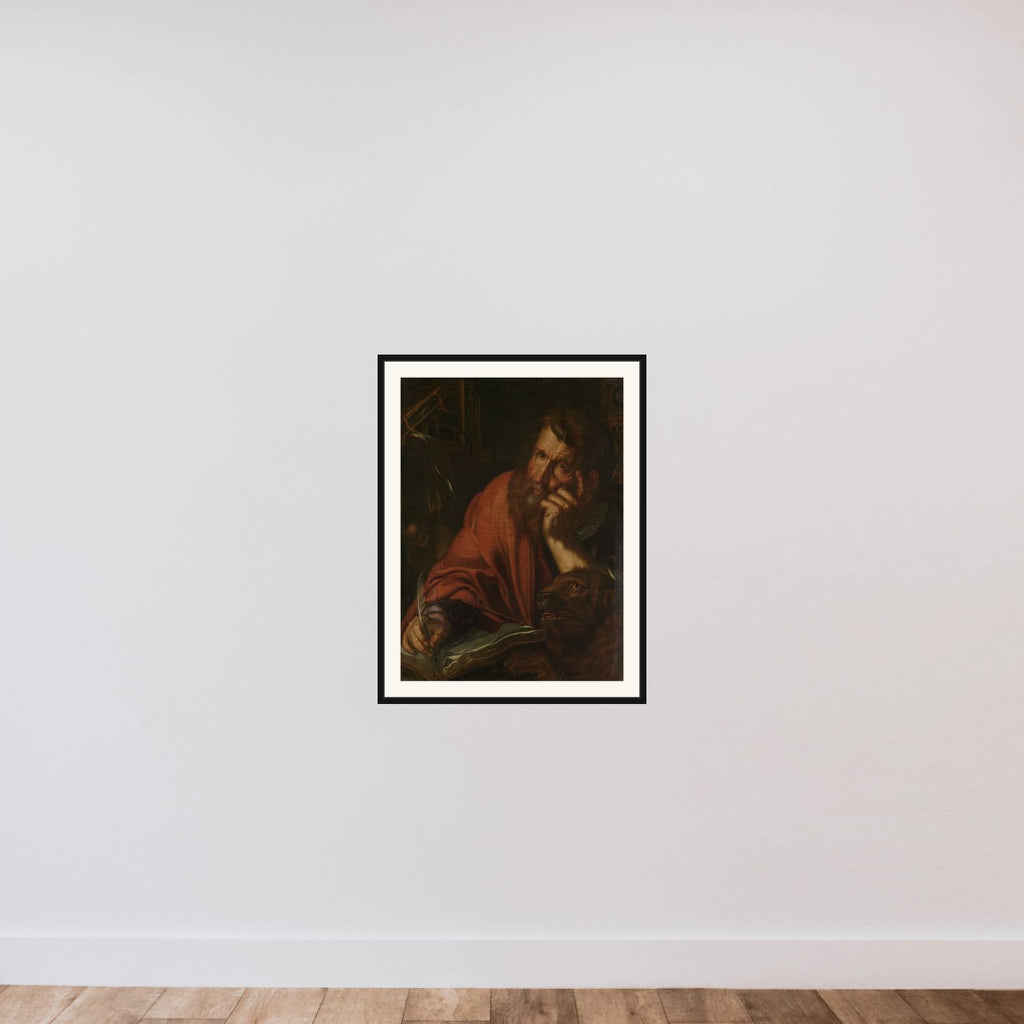 The Evangelist Saint Mark framed — shown to scale