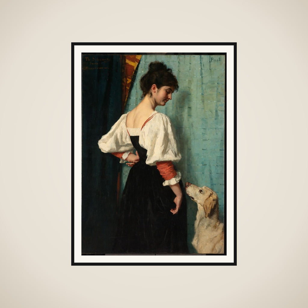 Portrait of a young Woman, with 'Puck' the Dog framed