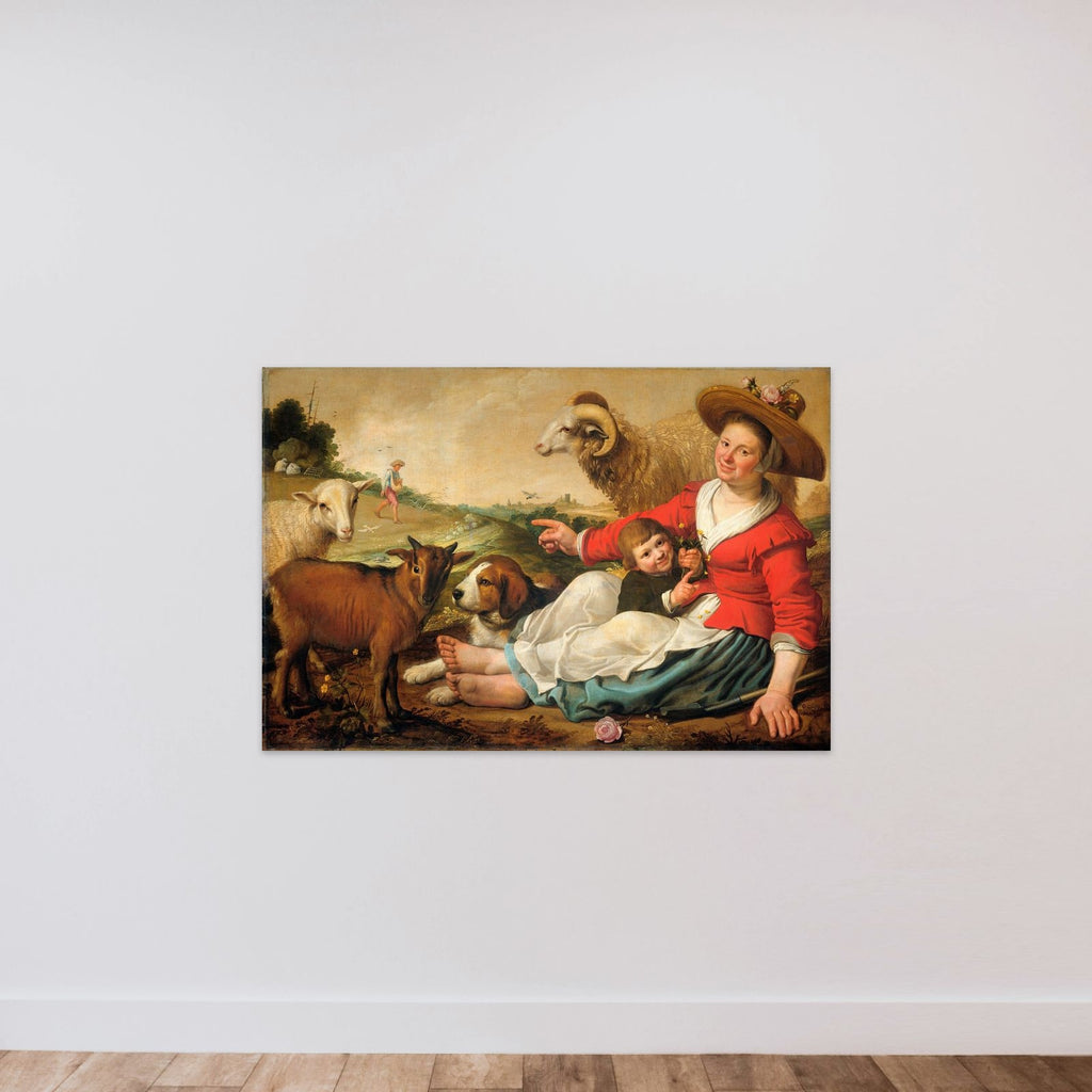 The Shepherdess unframed — shown to scale