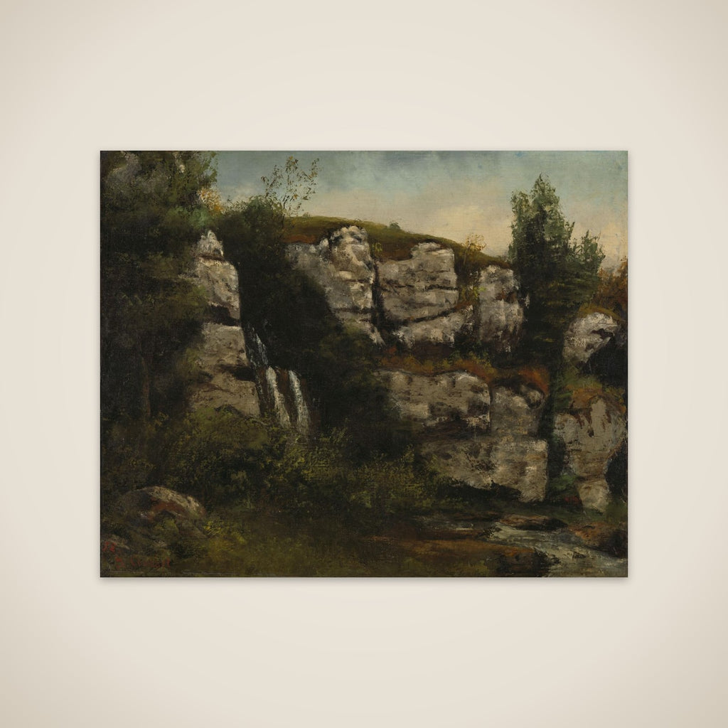 Landscape with Rocky Cliffs and a Waterfall unframed print