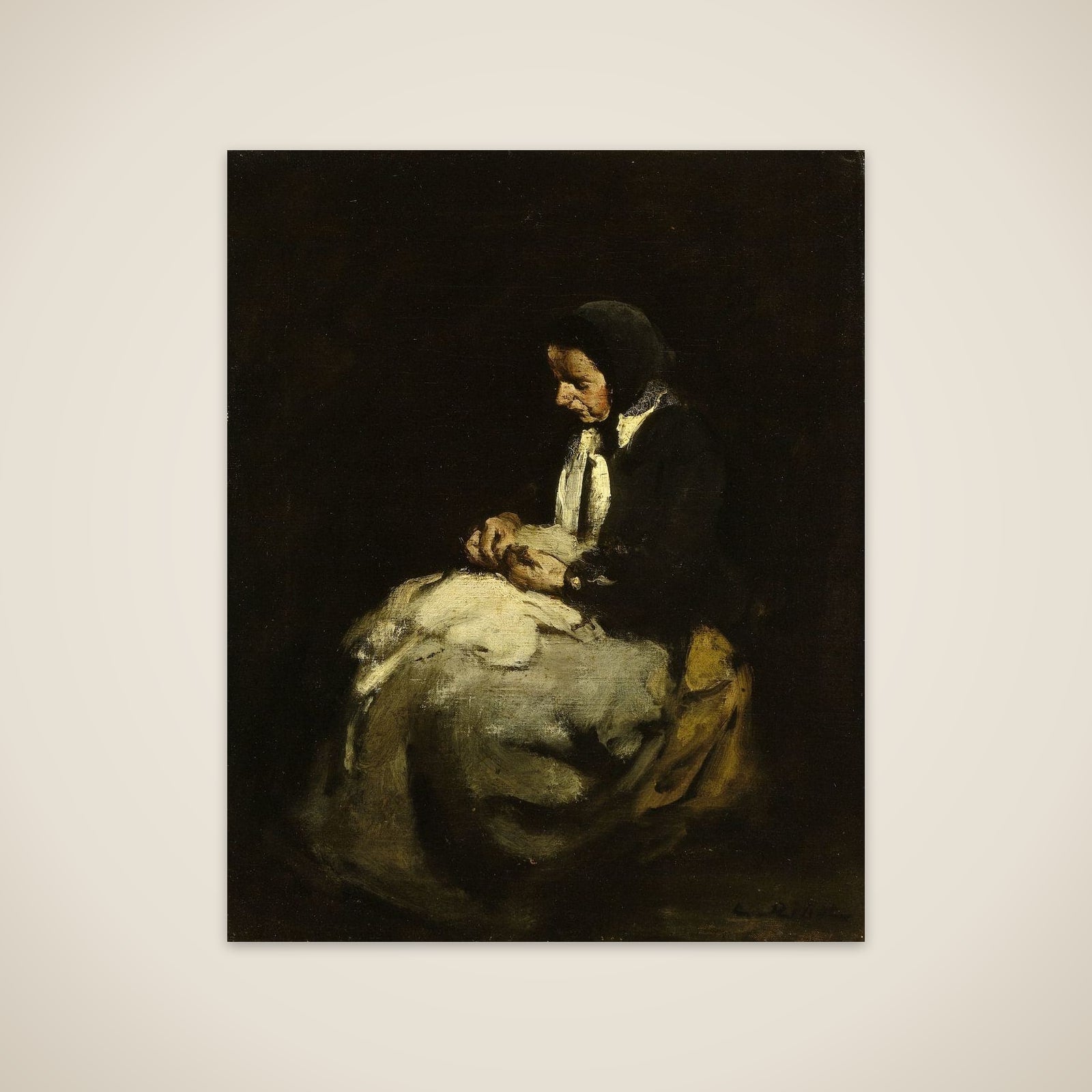 Woman sewing unframed print