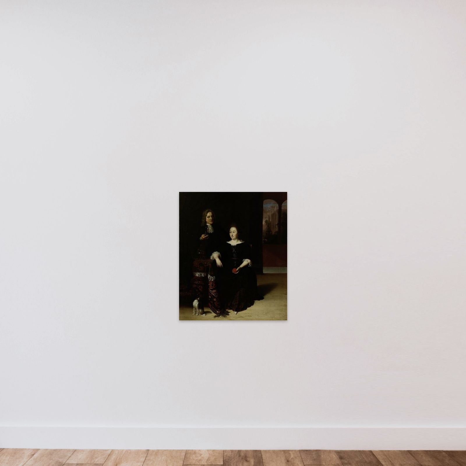 Portrait of a Woman and a Man in an Interior unframed — shown to scale