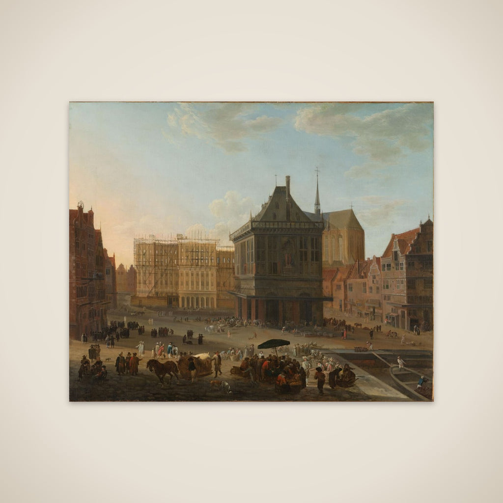 The Dam in Amsterdam with the new Town Hall under Construction unframed print