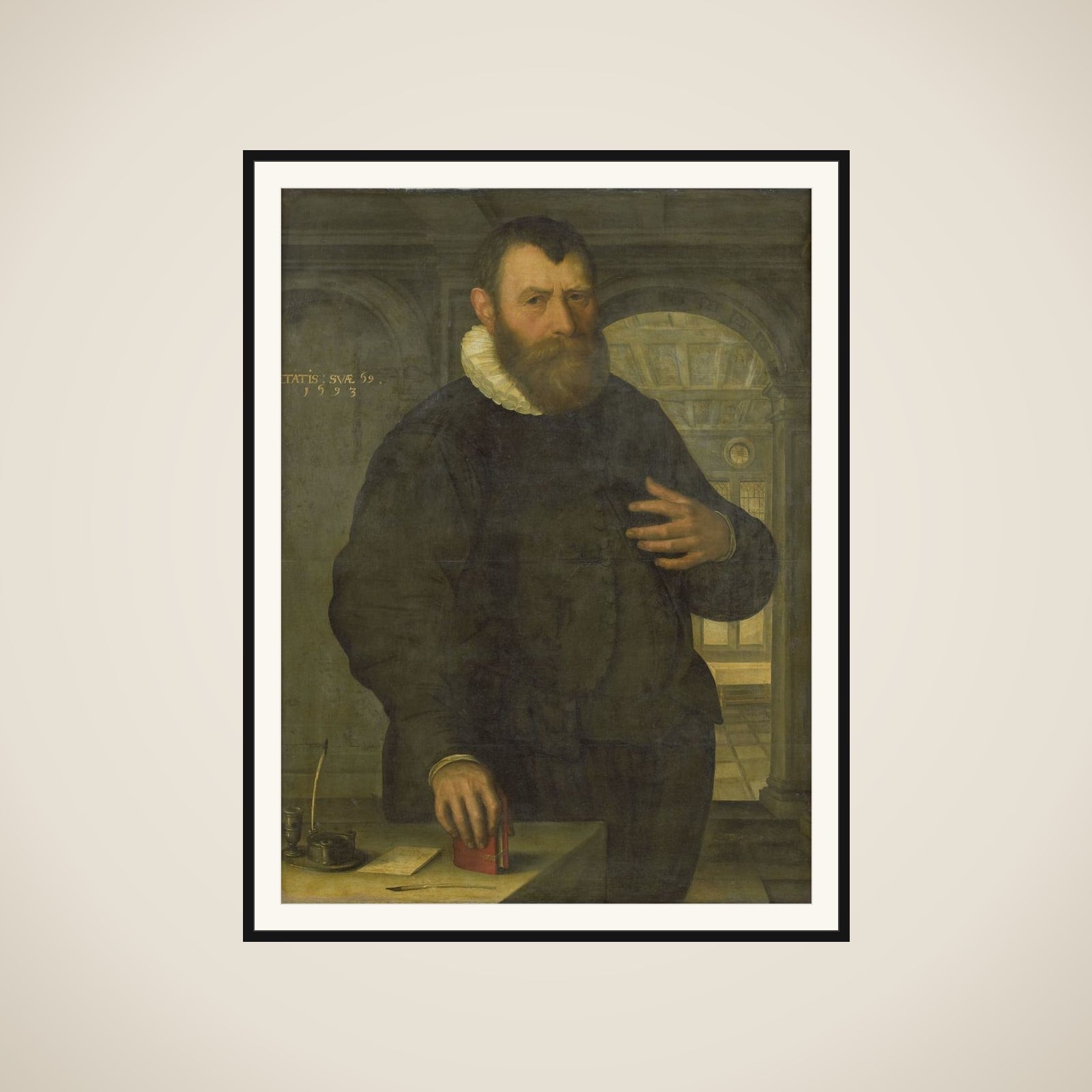 Portrait of Bartholomeus van der Wiere (1534-1603) framed