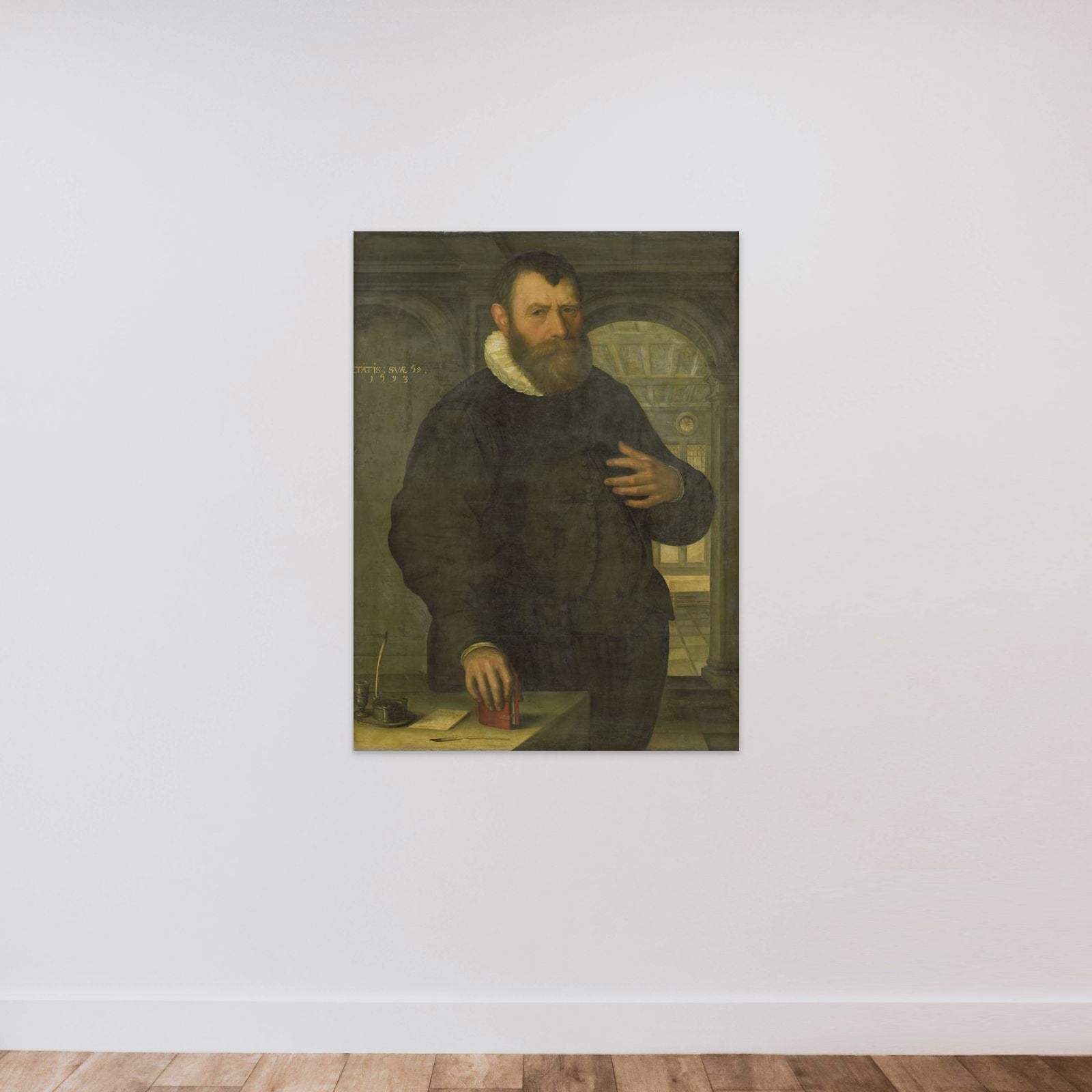 Portrait of Bartholomeus van der Wiere (1534-1603) unframed — shown to scale