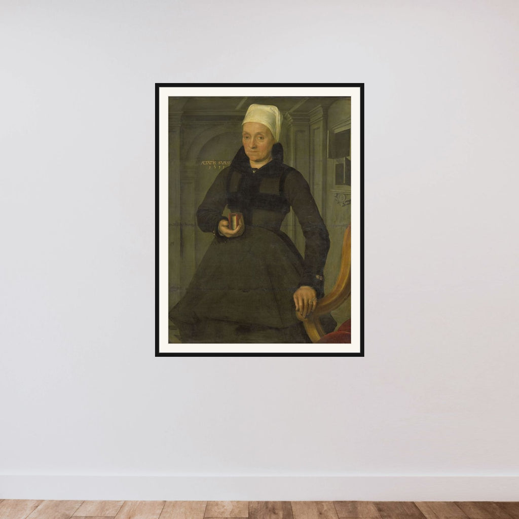 Portrait of Lysbeth Hendriksdr (1536-after 1603). Wife of Bartholomeus van der Wiere framed — shown to scale