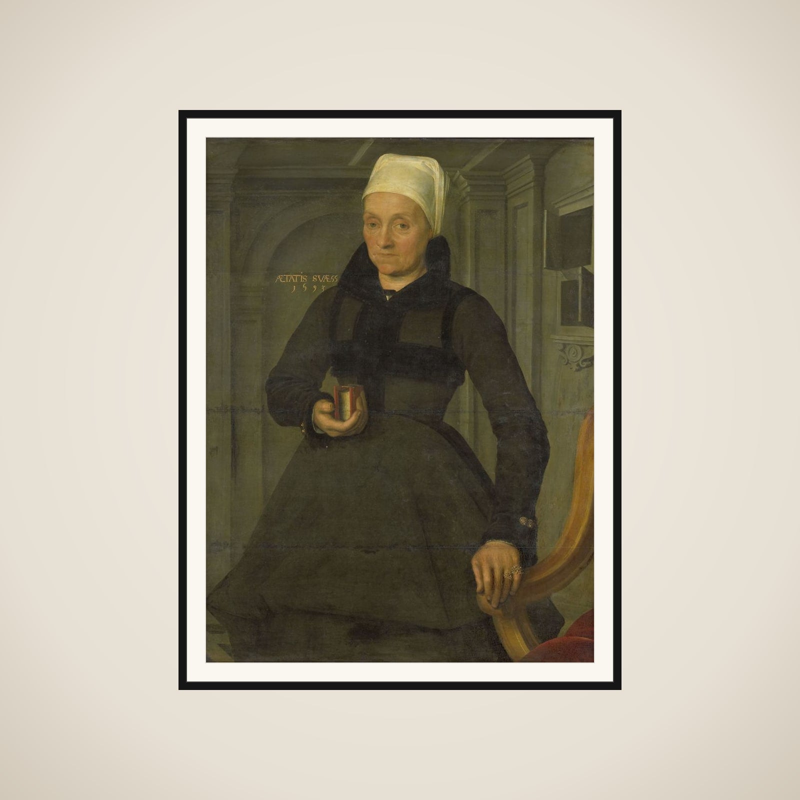 Portrait of Lysbeth Hendriksdr (1536-after 1603). Wife of Bartholomeus van der Wiere framed