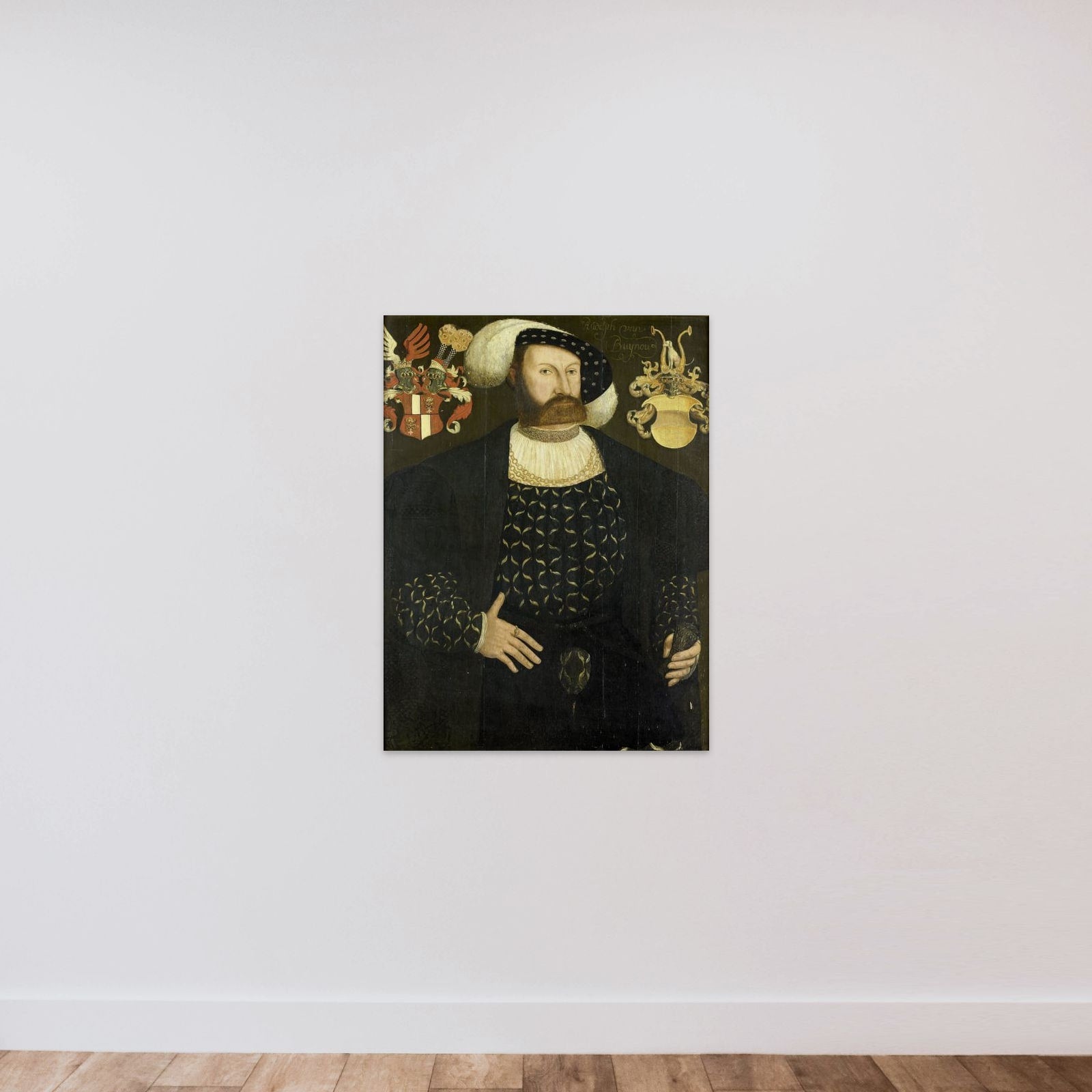 Presumably Posthumous Portrait of Rudolph van Buynou (d 1542), High Bailiff of Stavoren and 'Grietman'of Gaasterland unframed — shown to scale