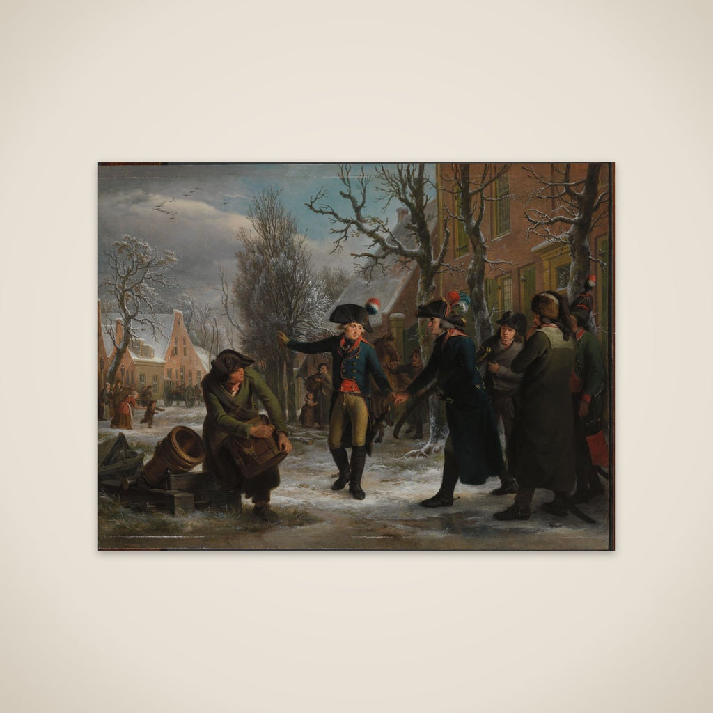 General Daendels Taking Leave in Maarssen of Lieutenant Colonel  C.R.T. Krayenhoff, whom he was Despatching to Amsterdam to Help Depose the City Government, 18 January 1795 unframed print