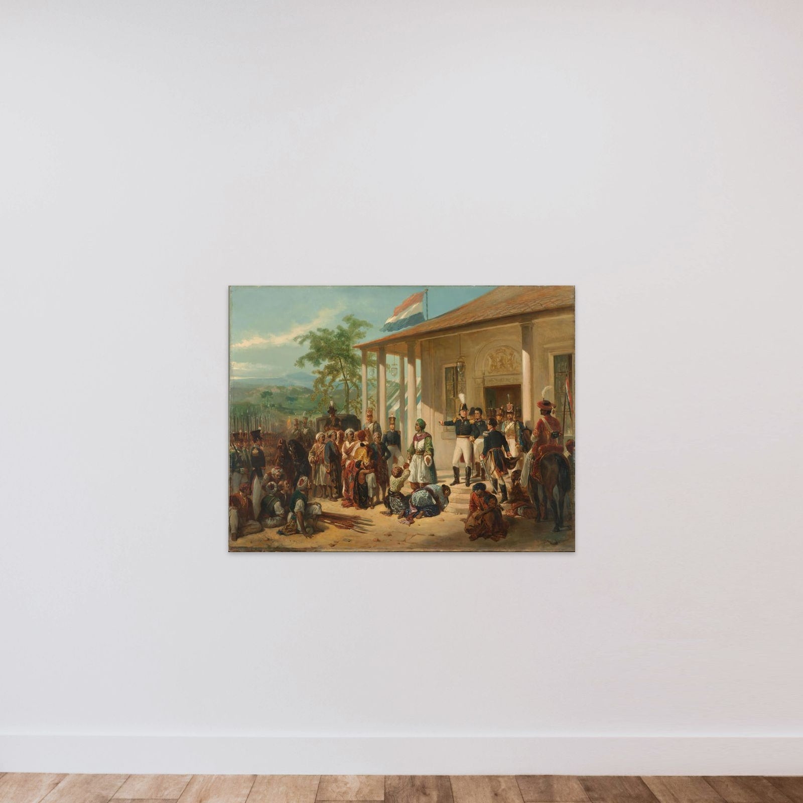 The Submission of Diepo Negoro to Lieutenant-general Hendrik Merkus Baron de Kock, 28 March 1830, Bringing to an End the Java War (1825-1830 unframed — shown to scale